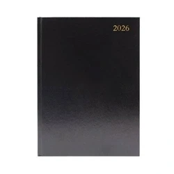 Image of 5 Star Desk Diary 2 Page Per Day A4 Black 2026 KF2A4BK26