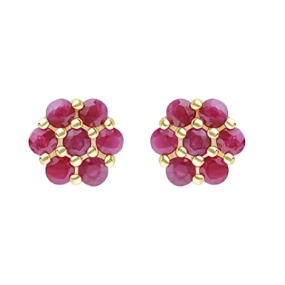 Image of Ivy Gems 9ct Yellow Gold Ruby Petite Flower Stud Earrings