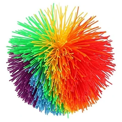 Image of Monkey Stringy Balls Soft Stress Sensory Fidgets Toys Rainbow Colorful Bouncy Pom Ball Relief Toy