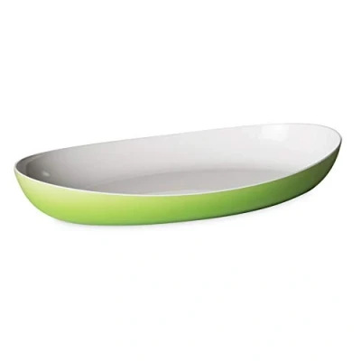 Image of Omada Design Serving Plate or Tray 14,96 x 9,06 inch with White Inside and Outside Colored, Line Trendy, Green