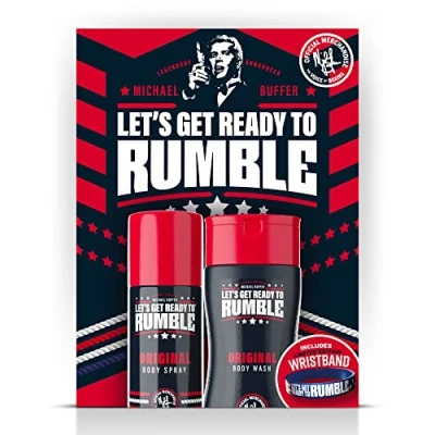 Image of LETS GET READY TO RUMBLE ORIGINAL GIFT SET: BODY SPRAY 150ML, SHOWER GEL 250ML, WRISTBAND