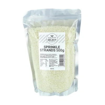 Image of Culpitt Select Sprinkles White Sugar Strands, Cake Sprinkle Decorations for Cakes, Cupcakes, Cookies, Ice Cream, and Desserts 500g