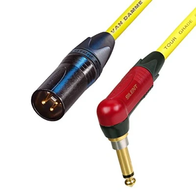 Image of Van Damme SILENT Mono Jack to Male XLR lead. Neutrik Guitar/Di/Mixer Cable (6m, Yellow)