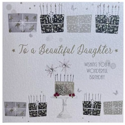 Image of White Cotton Cards BD36A&quot;to A Beautiful Daughter Wishing You Wonderful Birthday&quot; Handmade Birthday Card
