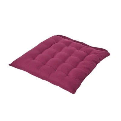 Image of HOMESCAPES Seat Pad Plum 40 x cm Indoor Garden Dining Chair Cushion with a Button Tie Handle to fix 100% Cotton Well Filled Easy Care Washable At Home