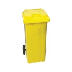 Image of Yellow Clinical Waste 2 Wheel Refuse Container 240 Litres