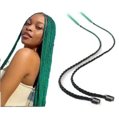 Image of Clip In Hair Extension Braids Dreadlocks Extensions, Box (Green 1 Braid On A Clip)