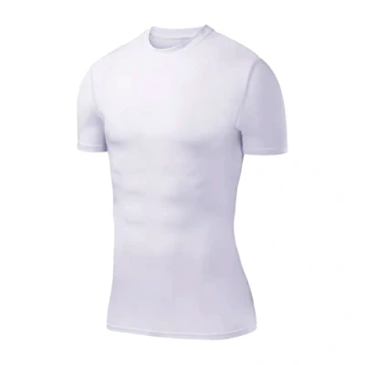 Image of PowerLayer Men&#039;s Compression Base Layer Top Short Sleeve Thermal Under Shirt White, Large
