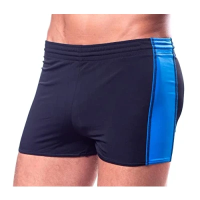 Image of Aquarti Men&#039;s Swimming Shorts with Adjustable Drawstring, Black/Blue, 3XL