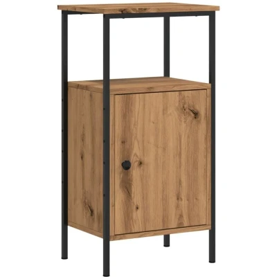 Image of vidaXL bedside cabinet/nightstand artisan oak engineered wood bedroom/living room storage, 41x31x80 cm modern freestanding bed side table