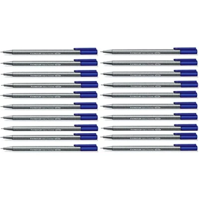 Image of STAEDTLER 334 Triplus Fineliner Superfine Point Pens 0.3mm Blue Pack of 20