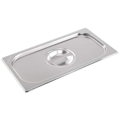 Image of Vogue Stainless Steel Lid for 1/2 Gastronorm Tray, Silver, GN Half Size Lid, Compatible with all Sized Pans Oven, Freezer &amp; Dishwasher Safe, K931