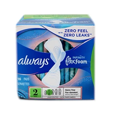 Image of Always Pads Size 2 Infinity With Flex Foam 16 Count Heavy Flow (Pack of 3)
