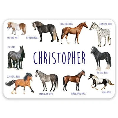 Image of Paper Themes Personalised Placemat for Kids (Horses)
