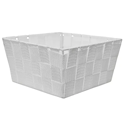 Image of SEPIO Laundry Basket, Box, Made of Waterproof and Rigid Material, Easy to Clean, for Bathrooms, Kitchens (S 19 x 9 cm, White)