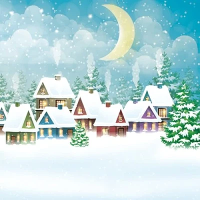 Image of 3 Ply Daisy Xmas Decoupage Tissue Paper Napkins Decorative Christmas Serviettes 33cm x Pack of 20 (Snowy Village Scene)