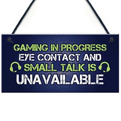 Image of RED OCEAN Gaming IN PROGRESS Novelty Sign Funny Christmas Gamer Gifts For Son Brother