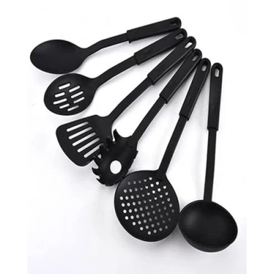 Image of Bahob® Premium 6pc Nylon Kitchen Utensil Set for Cooking 30cm Utensils,Slotted Spatula,Slotted Spoon,Spaghetti Server,Serving Spoon,Soup ladle,Spatulas