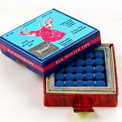 Image of 50 x 9.5mm Tweeten ELKMASTER Leather Snooker Pool Cue Tips (full box)