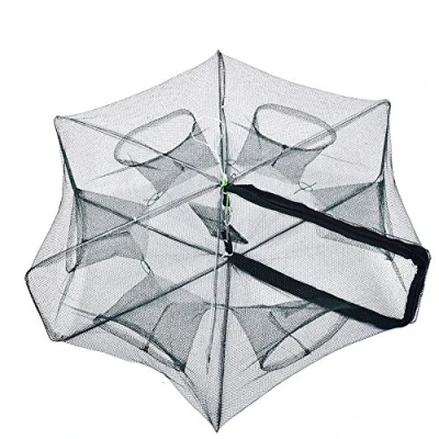 Image of Folding Fishing Net Trap Portable Folded Fish Shrimp Minnow Crawfish Crab Baits Cast Mesh Dip Cage replacement for (6 hole)