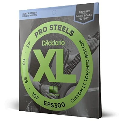 Image of D&#039;Addario XL ProSteels Bass Guitar Strings EPS300 Long Scale Custom Light Top/Medium Bottom Tapered, 43 107
