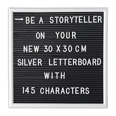 Image of Relaxdays Framed, Incl. 145 Letters, Numbers &amp; Special Characters, Message Board, 30x30 cm, White, Wood Polypropylene, 1.8 x 30 cm