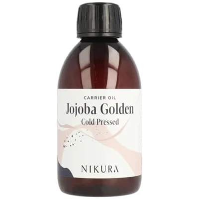 Image of Nikura Jojoba Oil Golden 250ml For Skin, Hair Growth, Face, Body, Scalp, Eyelashes &amp; Nails Moisturising Hydrating Essential Oils Natural, Vegan UK BPA Free