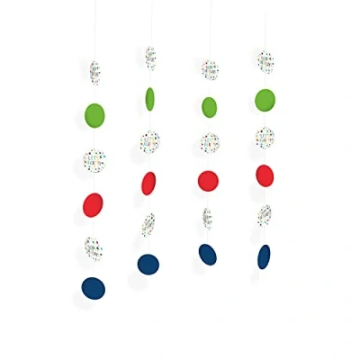 Image of (PKT) 4 Confetti Birthday String Decorations 1.3m