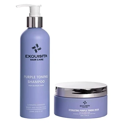 Image of Exquisita Purple Toning Shampoo 250ml &amp; Mask 200ml Duo Eliminates unwanted Brassy and Yellow Tones