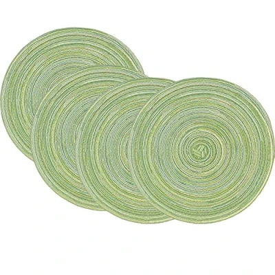 Image of SCF2017 Set of 4 Round Woven Cotton Yarn Placemats 30cm Table Mats(Green)