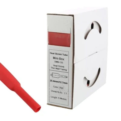 Image of Offgridtec Heat Shrink Tubing 25.4 mm &gt; 12.7 Red Dispenser Box Workshop Car