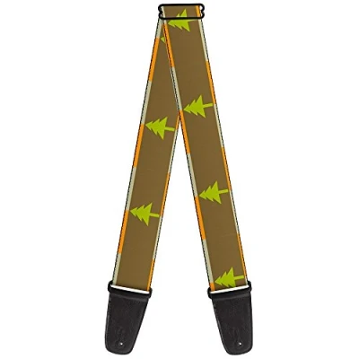 Image of Buckle Down GS W31699 &quot;Pine Trees Blocks Olive/Orange/Tan&quot; Guitar Strap