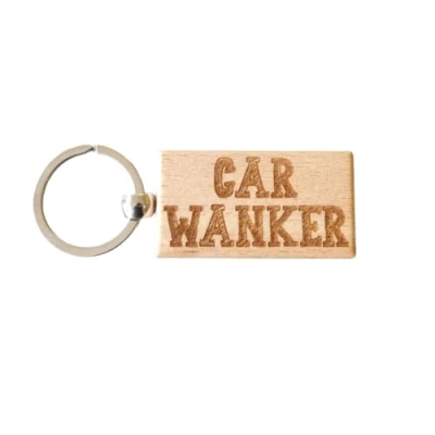 Image of Decalarama Car Keyring Gift Wanker Cute Engraved Wooden Driver Key Fob Fun Novelty Nice Custom Present