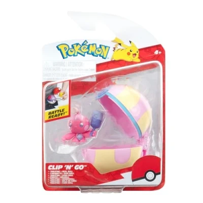 Image of Pokémon PKW3631 Clip &#039;n&#039;Go Poké Ball Forgita &amp; Healing Ball, Official Pokéball with 5 cm Figure