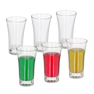 Image of Relaxdays 6x Shot Glasses, Set, 60ml, Thick Glassware, Stag Do, Hen Party, Spirits, Liqueur, Bar, Pub, Pour, Transparent