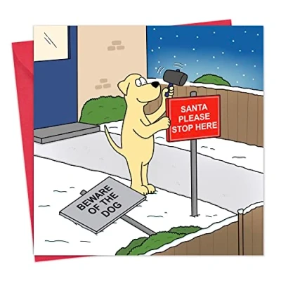 Image of TWIZLER Funny Christmas Card Dog From The Merry Xmas Mens For Him Husband Dad Womens Her Wife Mum