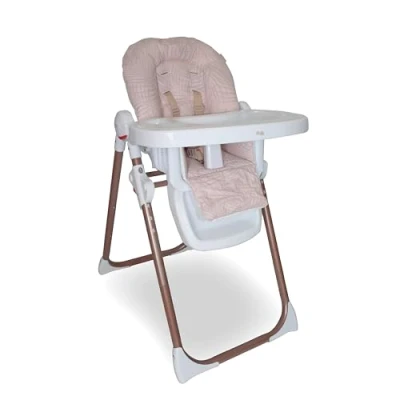 Image of My Babiie MBHC8 Premium Highchair Adjustable, 3 Recline Positions, 6 Height Settings, Removable Tray, Padded Seat, Foldable, from Months to Years (15kg) Rose Gold Blush