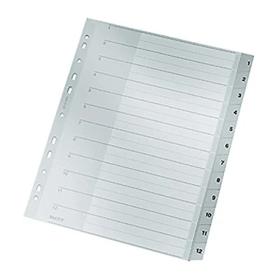 Image of Leitz Plastic Index (1 12, A4, PP, 12 Sheets), Grey