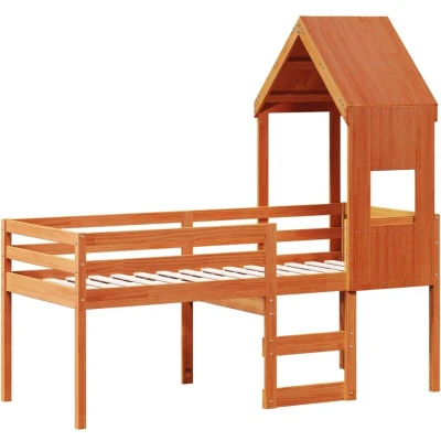 Image of vidaXL High Sleeper Bed without Mattress Wax Brown 90x190 cm Single Solid Wood Pine