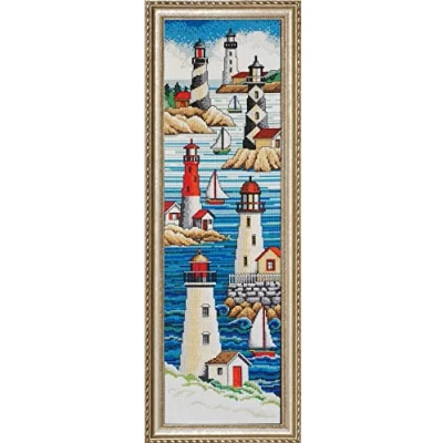 Image of Janlynn Lighthouses Counted Cross Stitch Kit, Cotton, Multi Colour