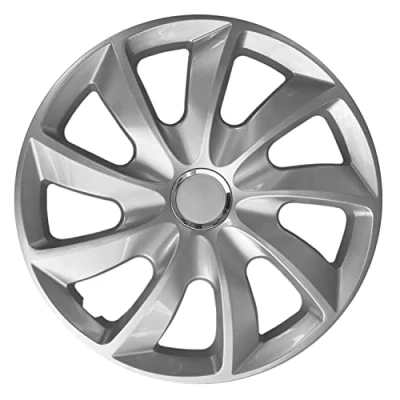 Image of 17&quot; HUB CAPS 15 Inch Wheel Trims HQ ABS Plastic Universal Push In Set of 4 SILVER