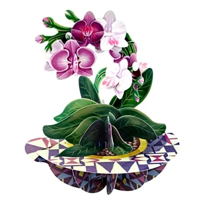 Image of SANTORO Pirouette, 3D Pop Up Greeting Card Orchid Birthday Gift For Her, Mum, Daughter, Wife, Girlfriend Anniversary, Thinking of You, Thank You Flower Mother&#039;s Day