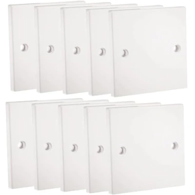 Image of rhinocables Single Electrical Blanking Cover Plate 2 (Two) Gang White Gloss Plastic Finish (10, Single)
