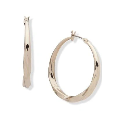 Image of DKNY Medium Twist Hoop Earrings Elegant for Women Beautiful Women&#039;s Jewelry Gold, One Size, No Gemstone