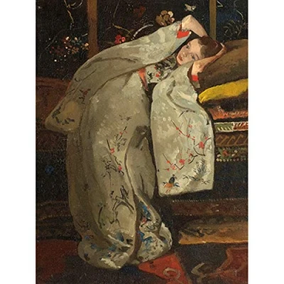 Image of Artery8 Breitner Girl In A White Kimono Painting Unframed Wall Art Print Poster Home Decor Premium