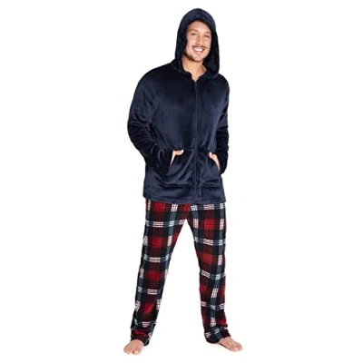Image of CityComfort Mens Pyjamas, Fleece Pjs, Slim Fit Warm Pyjamas for Men (2XL, Navy)