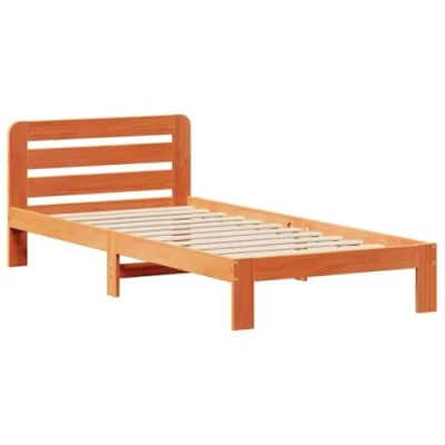 Image of vidaXL Bed Frame without Mattress Wax Brown Solid Pine Wood Small Single with Slatted Base and Under Storage Drawers 193.5 x 79 65.5 cm