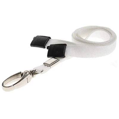 Image of Lanyard Neck Strap ID Card Pass Badge Holder with Metal Clip and Safety Breakaway for Staff, NHS, Teachers, Nurse (1 White Lanyard)