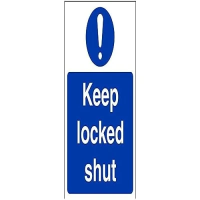 Image of V Safety Keep Locked Shut Fire Door Sign Portrait 150mm x 200mm Self Adhesive Vinyl