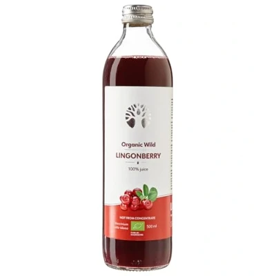 Image of LOOV Organic Wild Lingonberry Juice 500 ml, 100% from Directly Pressed Lingonberries, Contains Polyphenols, No Sugar Added, Water Crafted Nordic Forests